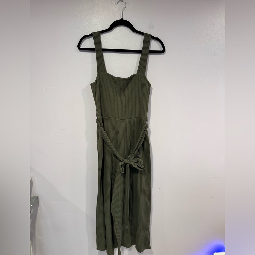 American‎ Eagle green ribbed  thick tie jumpsuit